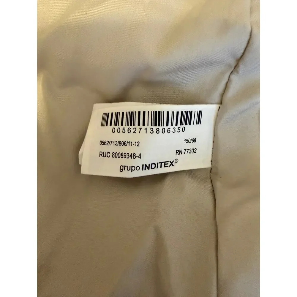 Zara Girls Puffer Jacket with Hoodie Beige Size 11-12